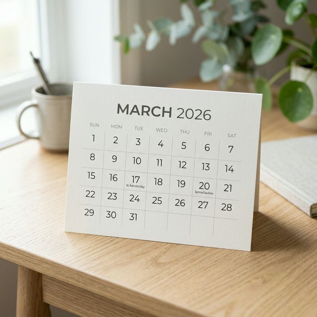 Calendar page turned to March 2026